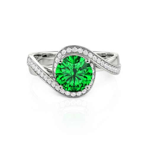 Jeulia Twist Halo Round Cut Ring