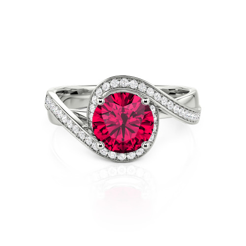 Jeulia Twist Halo Round Cut Ring