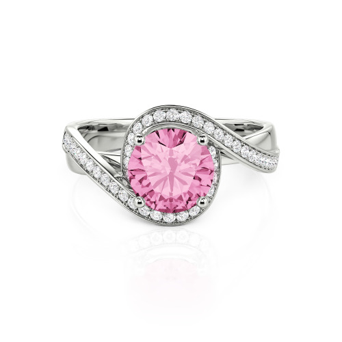 Jeulia Twist Halo Round Cut Ring