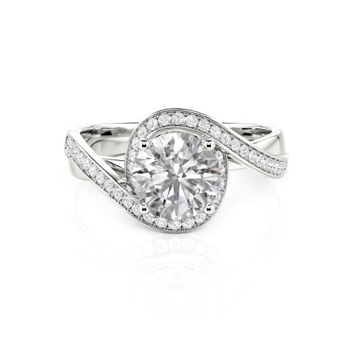 Jeulia Twist Halo Round Cut Ring