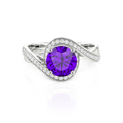 Jeulia Twist Halo Round Cut Ring
