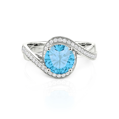Jeulia Twist Halo Round Cut Ring