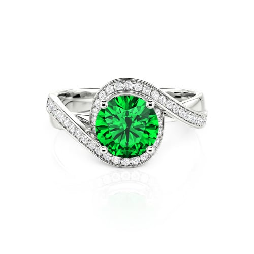 Jeulia Twist Halo Round Cut Ring