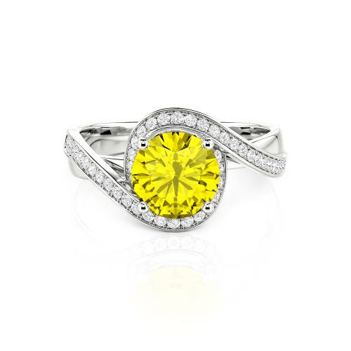 Jeulia Twist Halo Round Cut Ring
