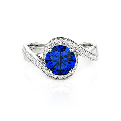Jeulia Twist Halo Round Cut Ring