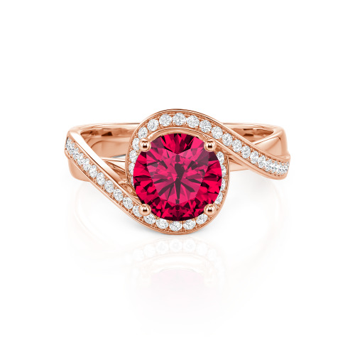 Jeulia Twist Halo Round Cut Ring