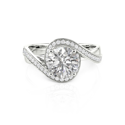 Jeulia Twist Halo Round Cut Ring