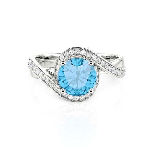 Jeulia Twist Halo Round Cut Ring