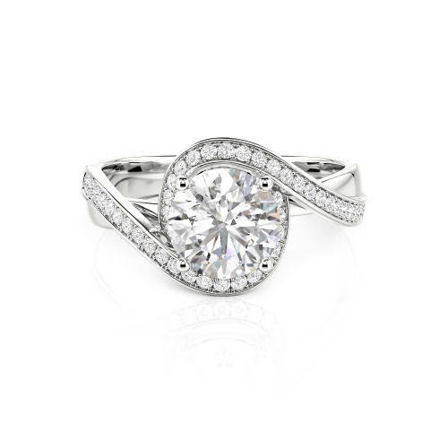 Jeulia Twist Halo Round Cut Ring