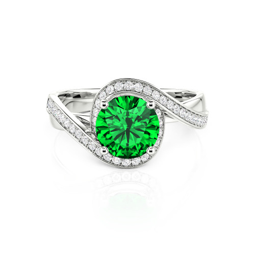 Jeulia Twist Halo Round Cut Ring