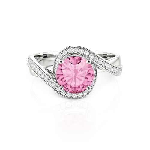 Jeulia Twist Halo Round Cut Ring