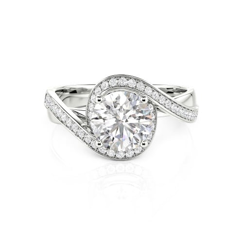 Jeulia Twist Halo Round Cut Ring