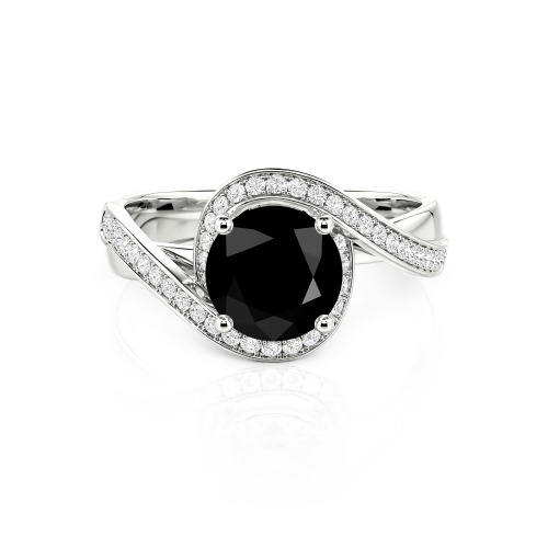 Jeulia Twist Halo Round Cut Ring