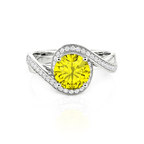 Jeulia Twist Halo Round Cut Ring
