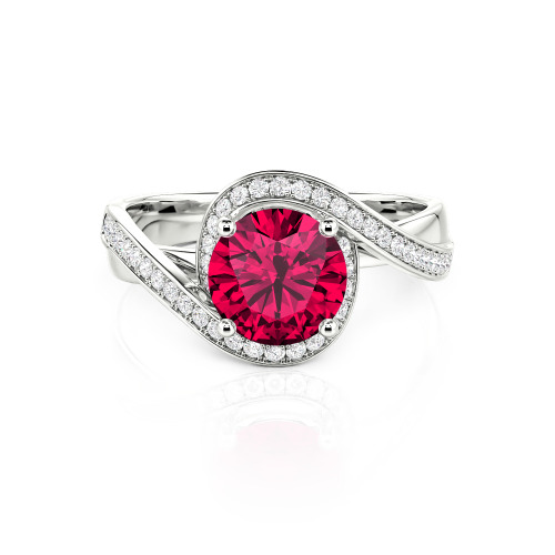 Jeulia Twist Halo Round Cut Ring