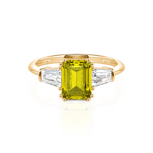 Jeulia Three Stone Emerald Cut Sterling Silver Ring