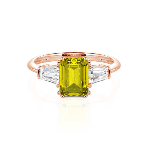 Jeulia Three Stone Emerald Cut Sterling Silver Ring