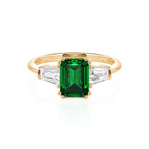 Jeulia Three Stone Emerald Cut Ring