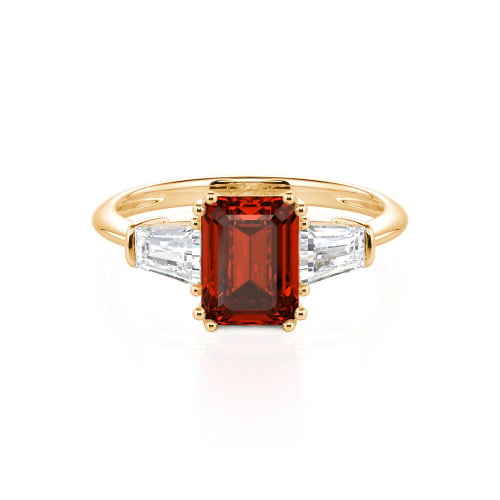 Jeulia Three Stone Emerald Cut Ring