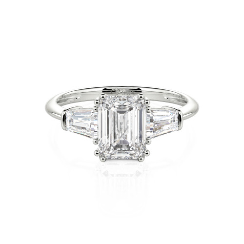 Jeulia Three Stone Emerald Cut Ring