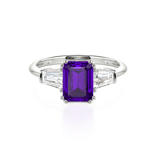 Jeulia Three Stone Emerald Cut Ring