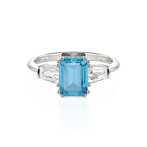Jeulia Three Stone Emerald Cut Ring