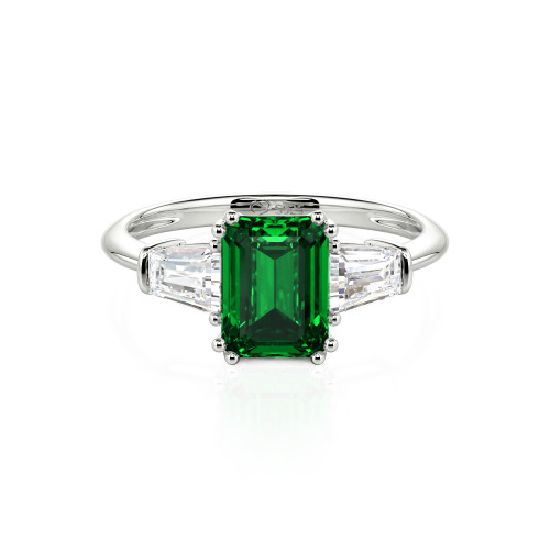 Jeulia Three Stone Emerald Cut Ring
