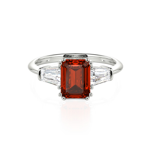 Jeulia Three Stone Emerald Cut Ring