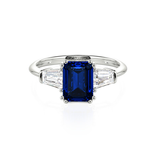 Jeulia Three Stone Emerald Cut Ring