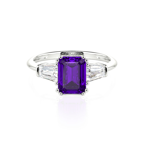 Jeulia Three Stone Emerald Cut Ring