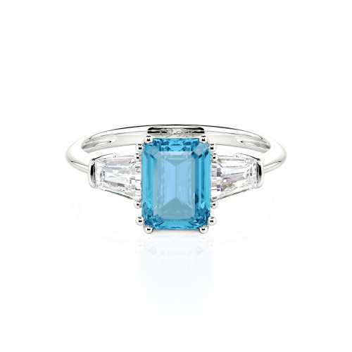 Jeulia Three Stone Emerald Cut Ring