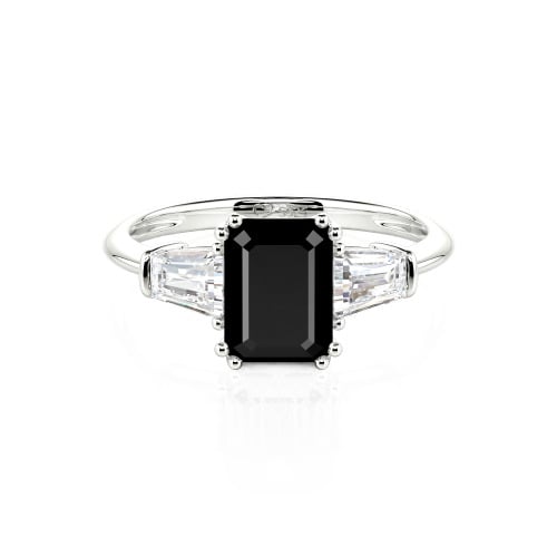 Jeulia Three Stone Emerald Cut Ring