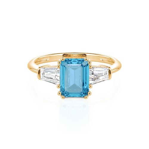 Jeulia Three Stone Emerald Cut Ring