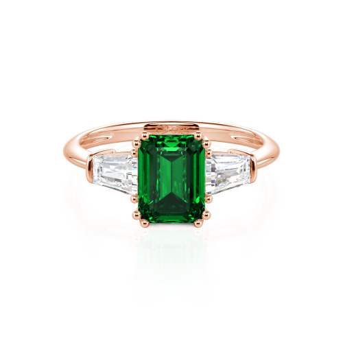 Jeulia Three Stone Emerald Cut Ring