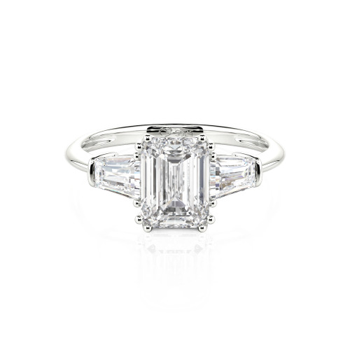 Jeulia Three Stone Emerald Cut Ring