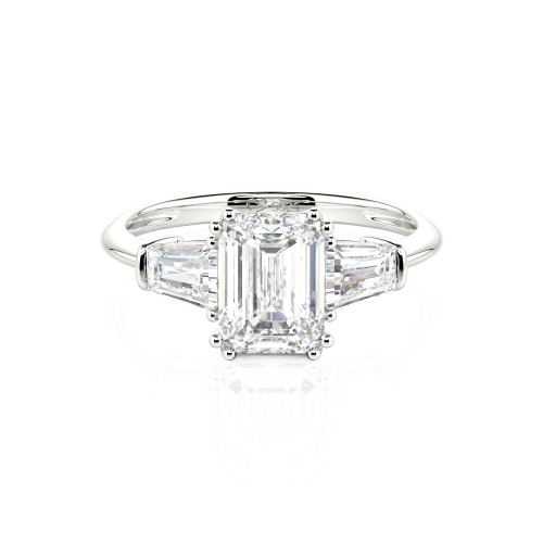 Jeulia Three Stone Emerald Cut Ring
