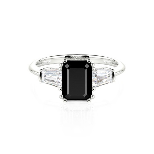 Jeulia Three Stone Emerald Cut Ring