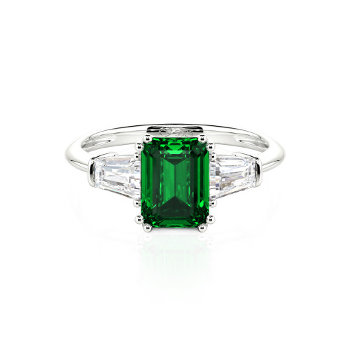Jeulia Three Stone Emerald Cut Ring