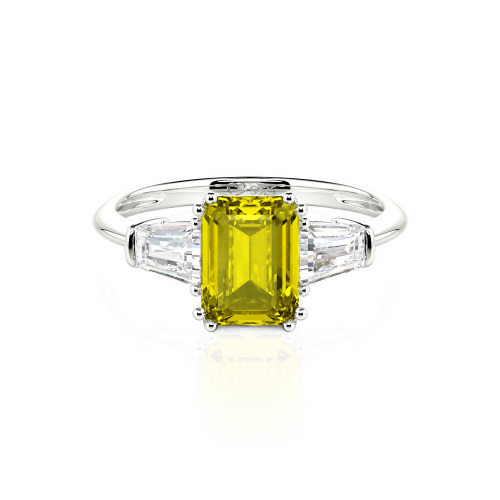 Jeulia Three Stone Emerald Cut Ring