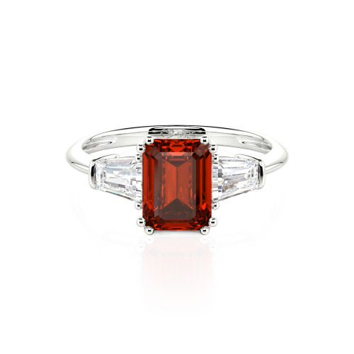 Jeulia Three Stone Emerald Cut Ring