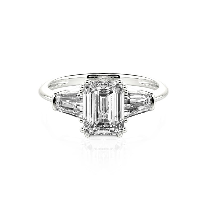 Jeulia 10K/14K/18K Gold Platinum Three Stone Emerald Cut Ring