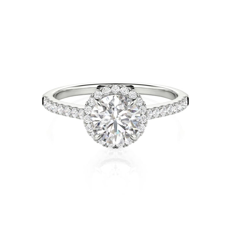 Jeulia Halo Round Cut Sterling Silver Ring