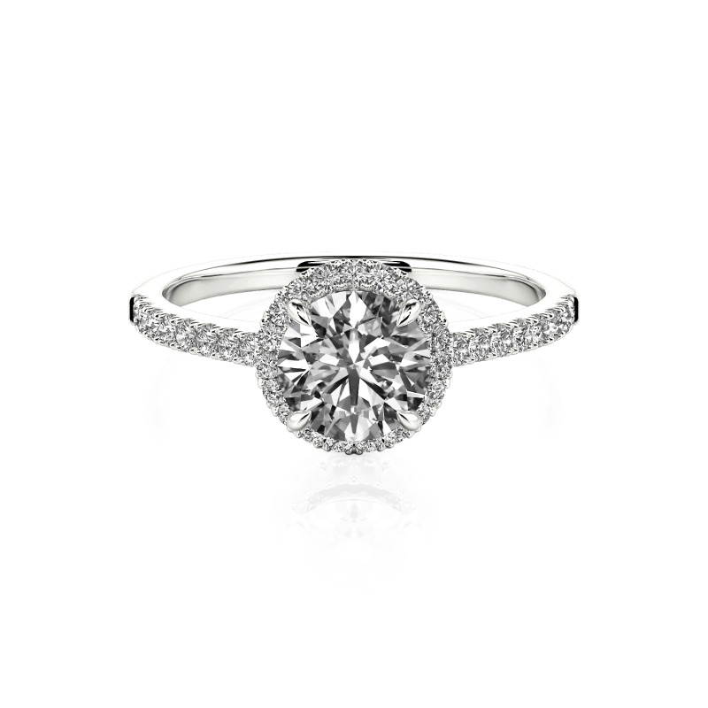 Jeulia Verlobungsring Gold 750/585/416 Platinum Halo in 750 Gold und 375 Moissanite Stein Rundschliff Klassische Allianz