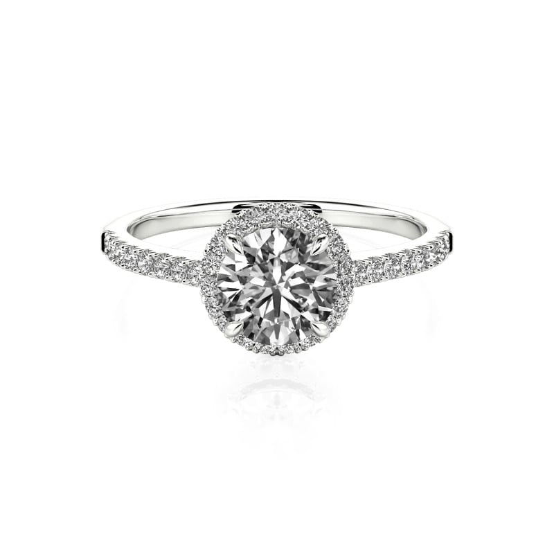 Jeulia Verlobungsring Gold 750/585/416 Platinum Halo in 750 Gold und 375 Moissanite Stein Rundschliff Klassische Allianz