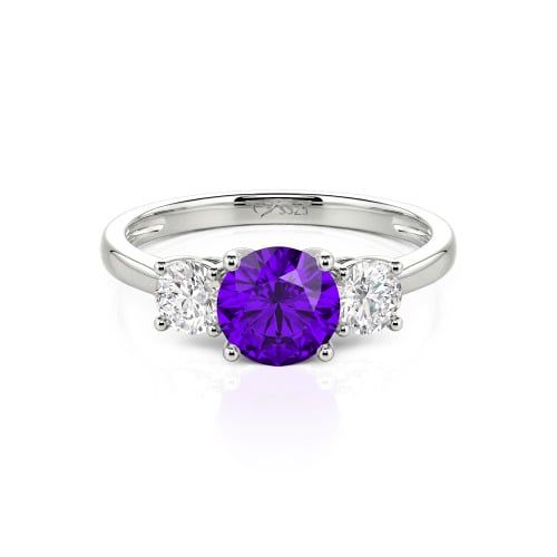 Jeulia Three Stone Round Cut Sterling Silver Ring