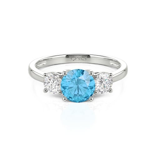 Jeulia Three Stone Round Cut Sterling Silver Ring