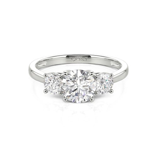 Jeulia Three Stone Round Cut Sterling Silver Ring