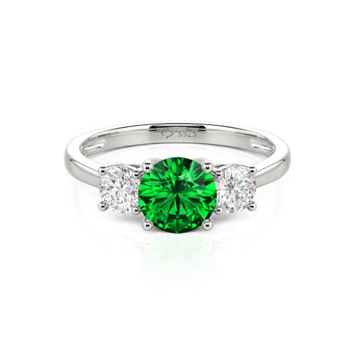 Jeulia Three Stone Round Cut Sterling Silver Ring