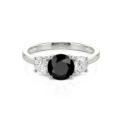 Jeulia Three Stone Round Cut Sterling Silver Ring