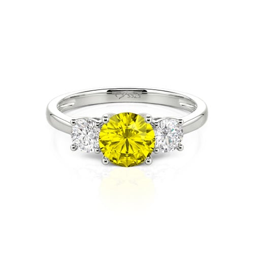 Jeulia Three Stone Round Cut Sterling Silver Ring